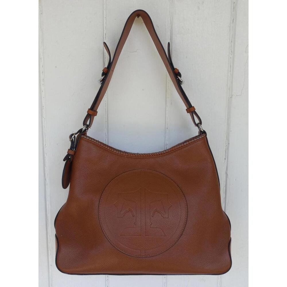 TUCKER TWEED Equestrian Brown Leather Horse Handbag Tote